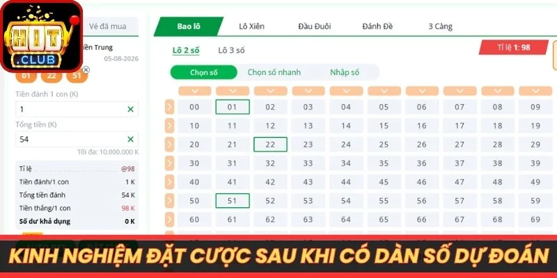 Kinh nghiệm đặt cược sau khi có dàn số dự đoán