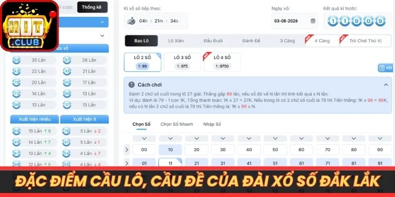 Đặc điểm cầu lô, cầu đề của đài xổ số Daklak