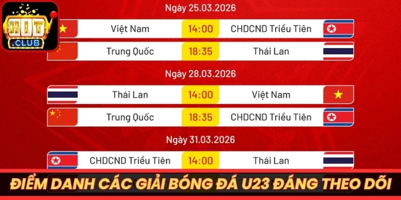 Điểm danh các giải đấu bóng đá U23 đáng theo dõi
