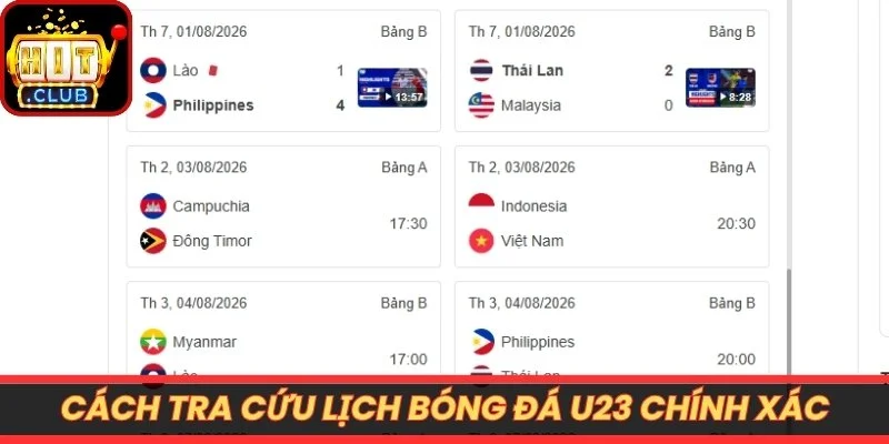 Cách tra cứu lịch bóng đá U23 chính xác, nhanh chóng