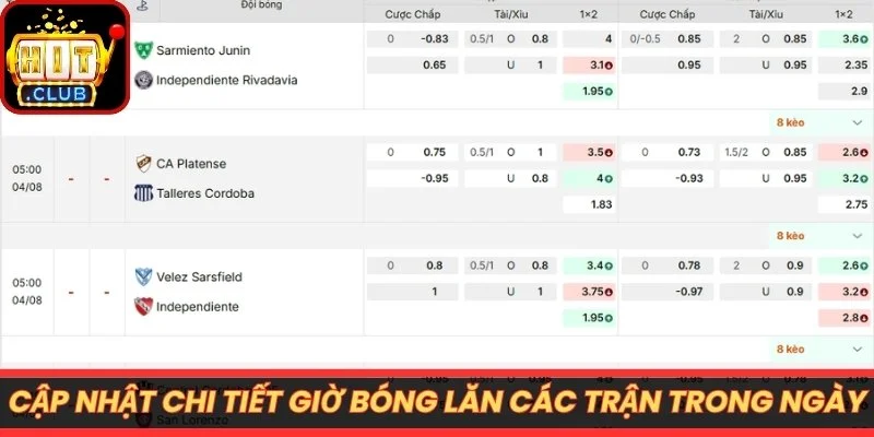 Cập nhật chi tiết giờ bóng lăn các trận đấu trong ngày